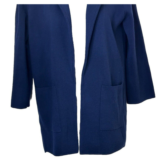 J Crew‎ Knit Blazer Womens XS Navy Blue Cardigan Long Sleeve Open Front Pockets - Picture 3 of 6
